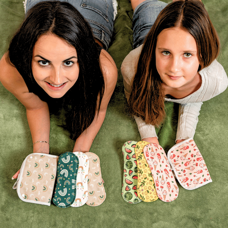 Non-Slip Reusable Panty Liners for Teen Girls (Small, 7-Pack) - Rainbow Glow