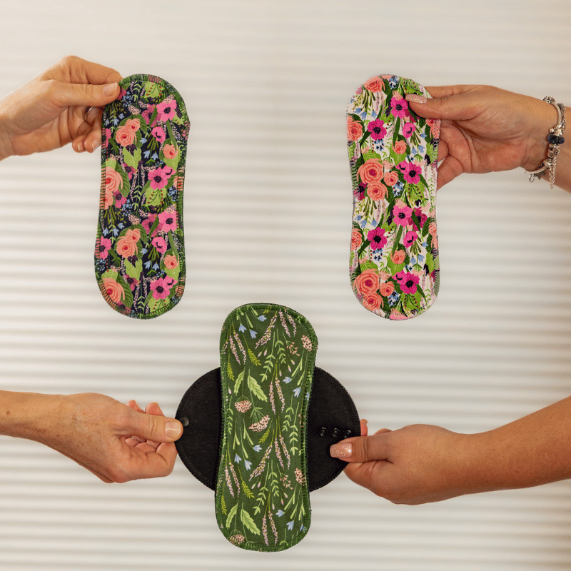 Organic Cotton EcoComfort Reusable Panty Liners for Women & Teens (Small, 7-Pack) - Botanical