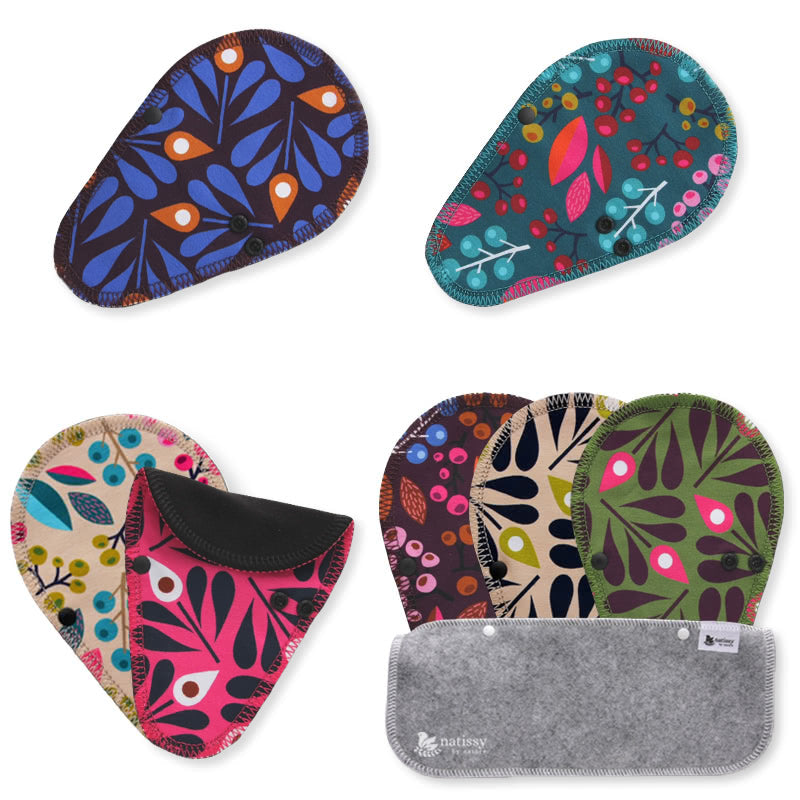 Reusable Panty liners, 7-Pack of Organic Cotton Reusable Sanitary Pantyliners with Wings; MADE IN EU; for Vaginal Discharge and Everyday Cleanliness; Non-irritating, Anti-allergic, Antibacterial; for Daily Usage and in case of White Discharge; Washable Cloth Pads w/o Chemicals; Reusable Liners