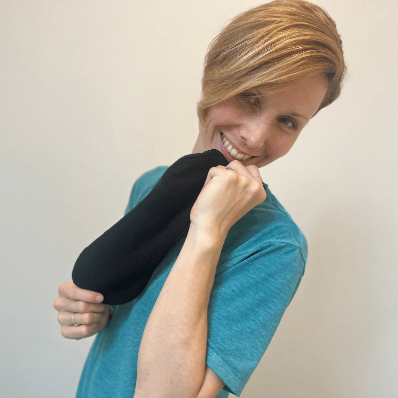 Organic Cotton EcoComfort Reusable Period Pads for Heavy Flow & Incontinence (L+XL, 6-Pack) - Plain Black