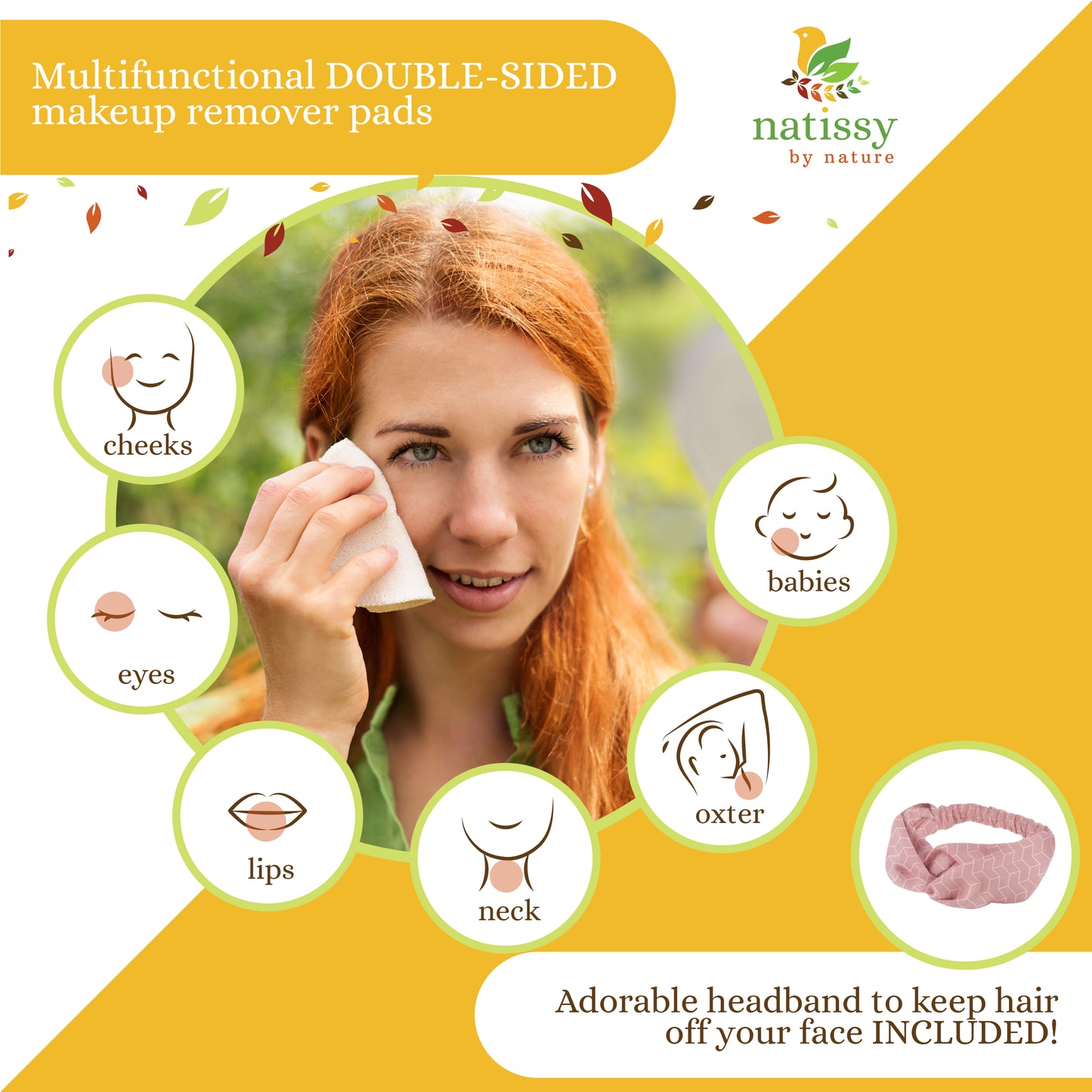 Reusable Makeup Remover Pads, 12-Pack of Washable Facial Bamboo Rounds; Eco Friendly Face Cleansing Cosmetic Cloth Pad; Soft Skin Care Wipes for all Skin Types; EXTRA Laundry & Storage bags + Headband