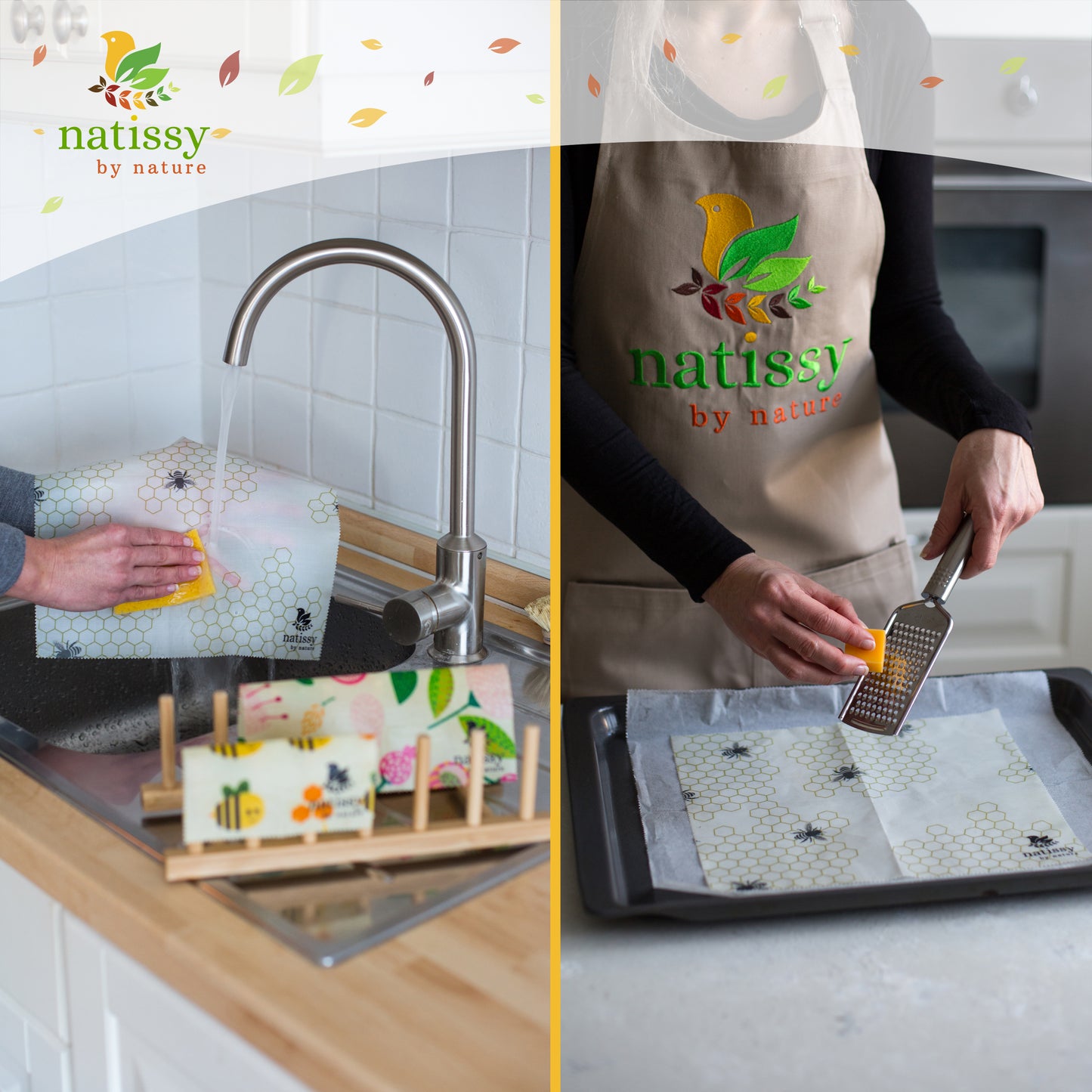 Beeswax Wraps, 1 Meter Roll of Reusable Organic Waxed Food Storage Cloth, Sustainable Plastic Free Bowl Cover & Eco-Friendly Wax Sandwich Wrapper, Zero Waste Cling Film Alternative for Cheese, Fruits