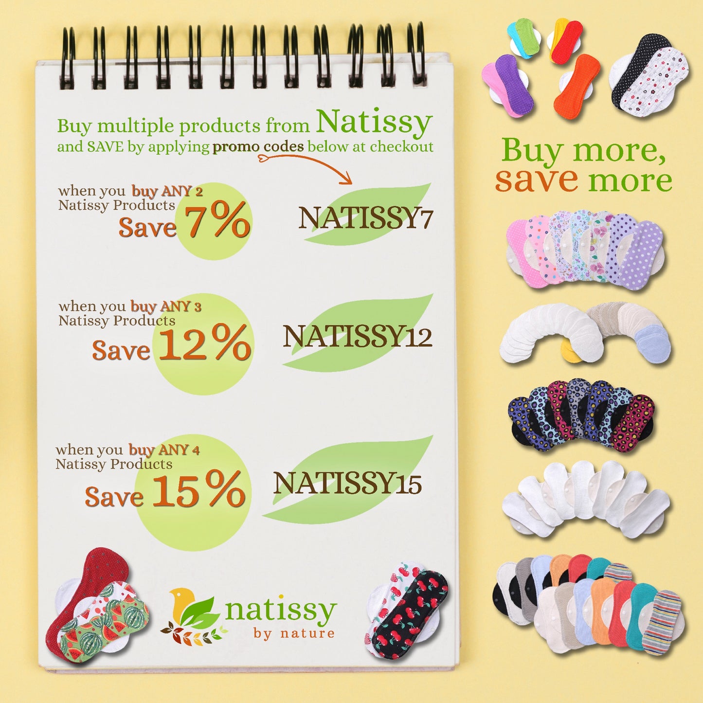 Washable Organic Cotton Nursing Breast Pads, 14-Pack of Soft Reusable Breastfeeding Pads; Eco Friendly Leak Proof Nipple Cloth for Mothers with Sensitive Skin; Laundry & Storage bags; Baby Shower Gift