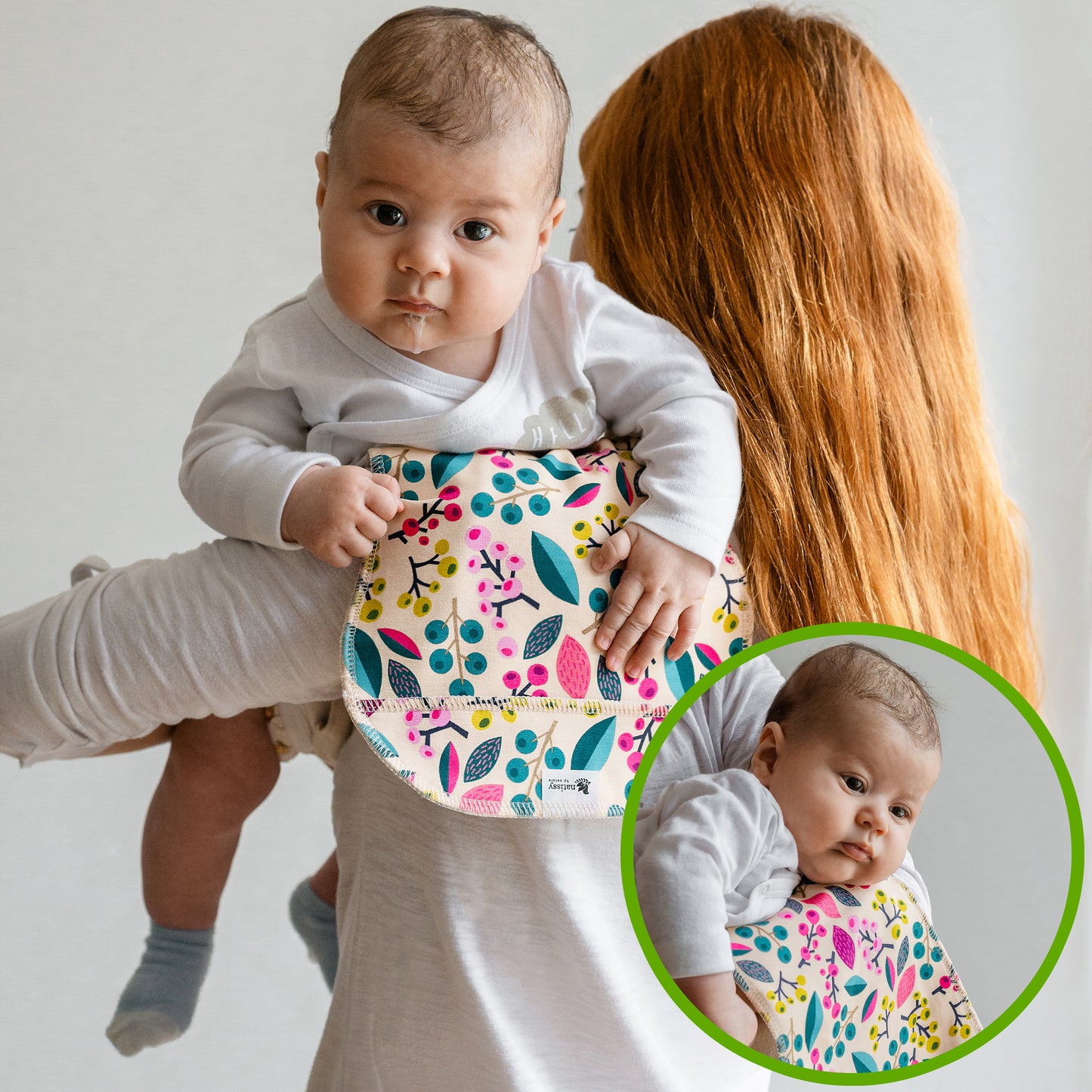 Baby Burp Cloths, 3-Pack of Double Layered Organic Cotton Milk Spit Up Towels for Newborns MADE IN EU, Extra Soft Bib and Absorbent Burping Rags, Quick Drying Receiving Blankets for Girls and Boys