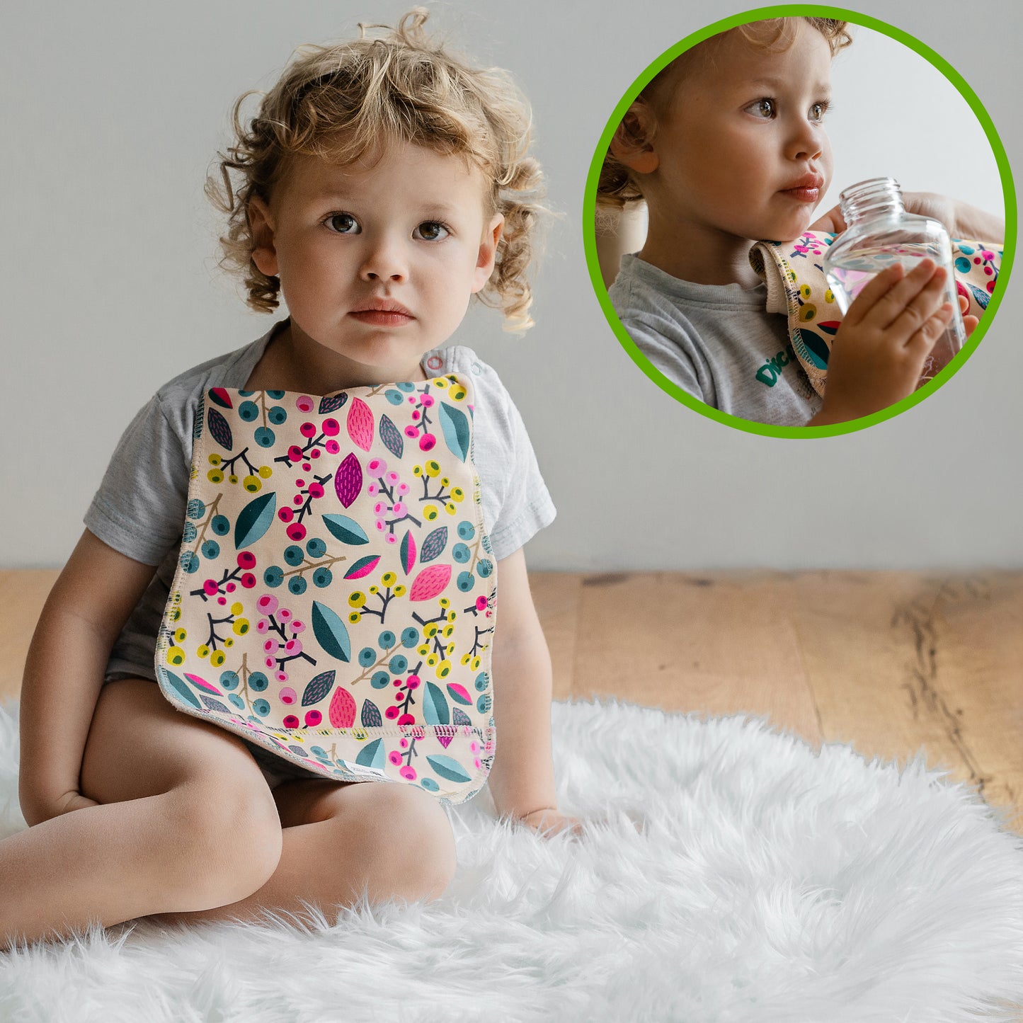 Baby Burp Cloths, 3-Pack of Double Layered Organic Cotton Milk Spit Up Towels for Newborns MADE IN EU, Extra Soft Bib and Absorbent Burping Rags, Quick Drying Receiving Blankets for Girls and Boys