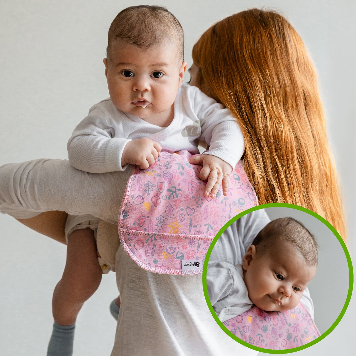 Baby Burp Cloths, 3-Pack of Double Layered Organic Cotton Milk Spit Up Towels for Newborns MADE IN EU, Extra Soft Bib and Absorbent Burping Rags, Quick Drying Receiving Blankets for Girls and Boys