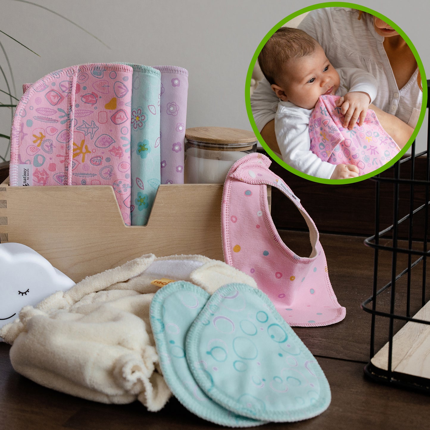 Baby Burp Cloths, 3-Pack of Double Layered Organic Cotton Milk Spit Up Towels for Newborns MADE IN EU, Extra Soft Bib and Absorbent Burping Rags, Quick Drying Receiving Blankets for Girls and Boys