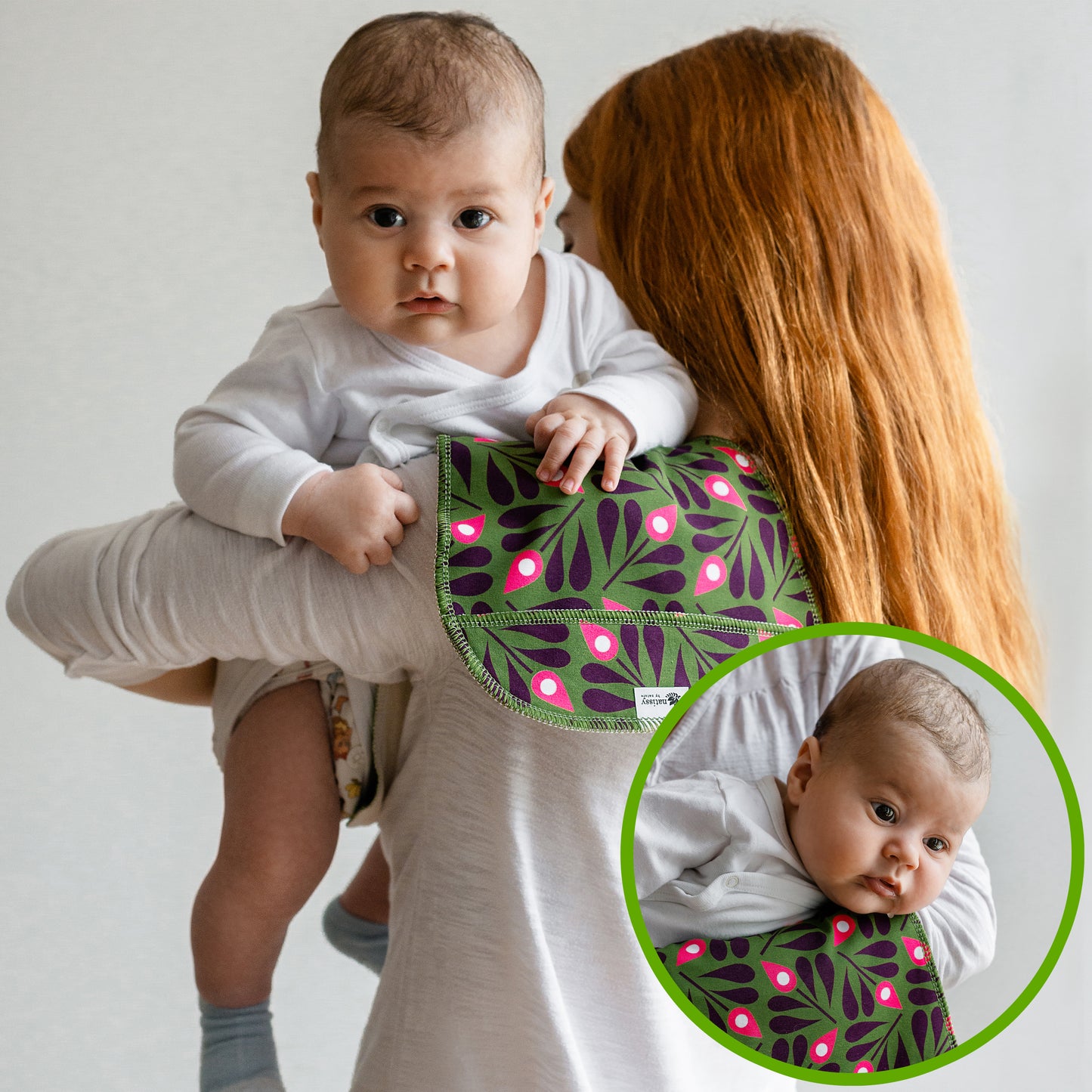 Baby Burp Cloths, 3-Pack of Double Layered Organic Cotton Milk Spit Up Towels for Newborns MADE IN EU, Extra Soft Bib and Absorbent Burping Rags, Quick Drying Receiving Blankets for Girls and Boys