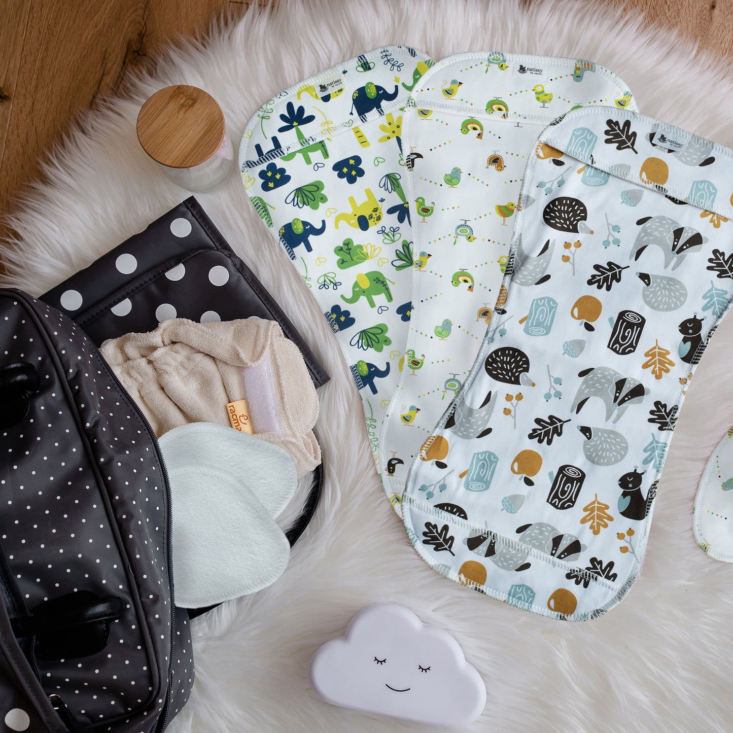 Baby Burp Cloths, 3-Pack of Double Layered Organic Cotton Milk Spit Up Towels for Newborns MADE IN EU, Extra Soft Bib and Absorbent Burping Rags, Quick Drying Receiving Blankets for Girls and Boys