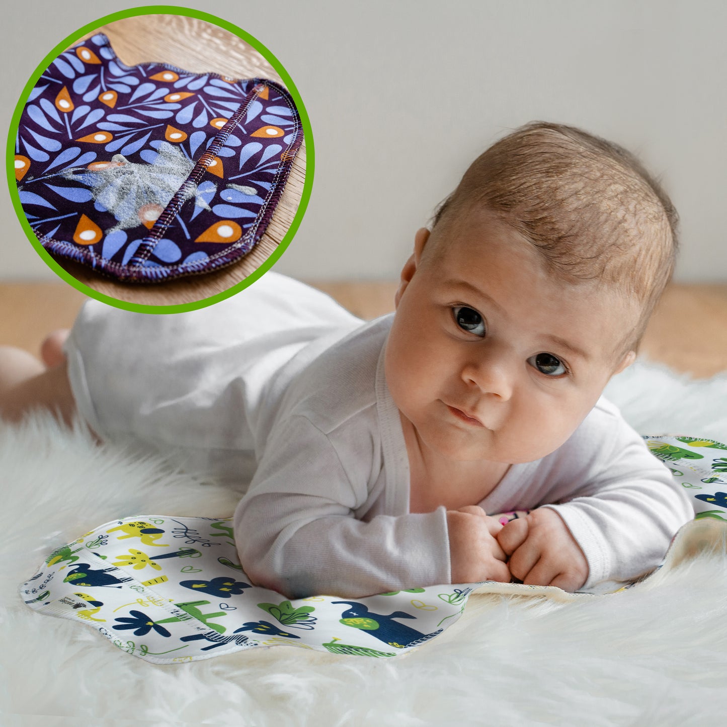 Baby Burp Cloths, 3-Pack of Double Layered Organic Cotton Milk Spit Up Towels for Newborns MADE IN EU, Extra Soft Bib and Absorbent Burping Rags, Quick Drying Receiving Blankets for Girls and Boys