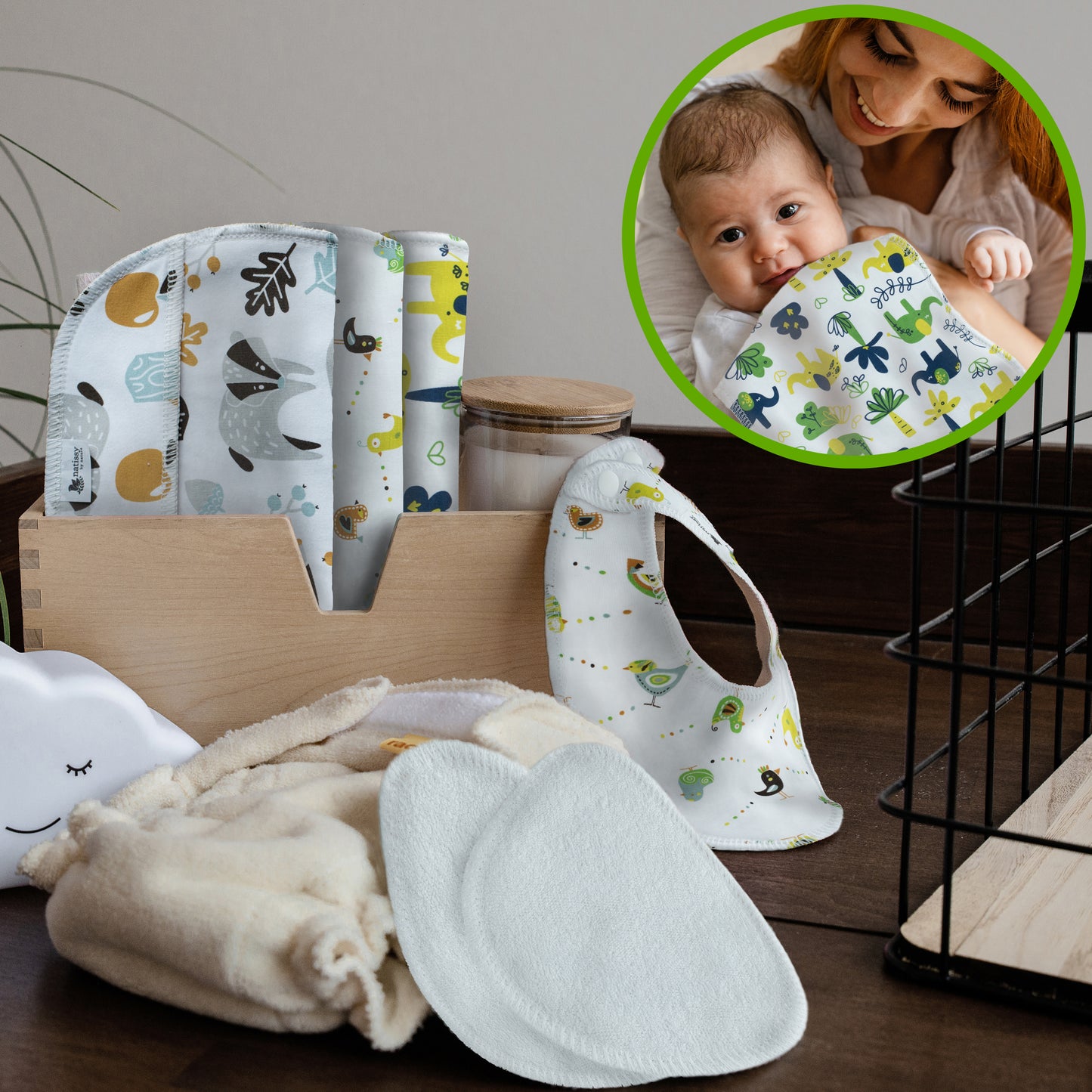 Baby Burp Cloths, 3-Pack of Double Layered Organic Cotton Milk Spit Up Towels for Newborns MADE IN EU, Extra Soft Bib and Absorbent Burping Rags, Quick Drying Receiving Blankets for Girls and Boys