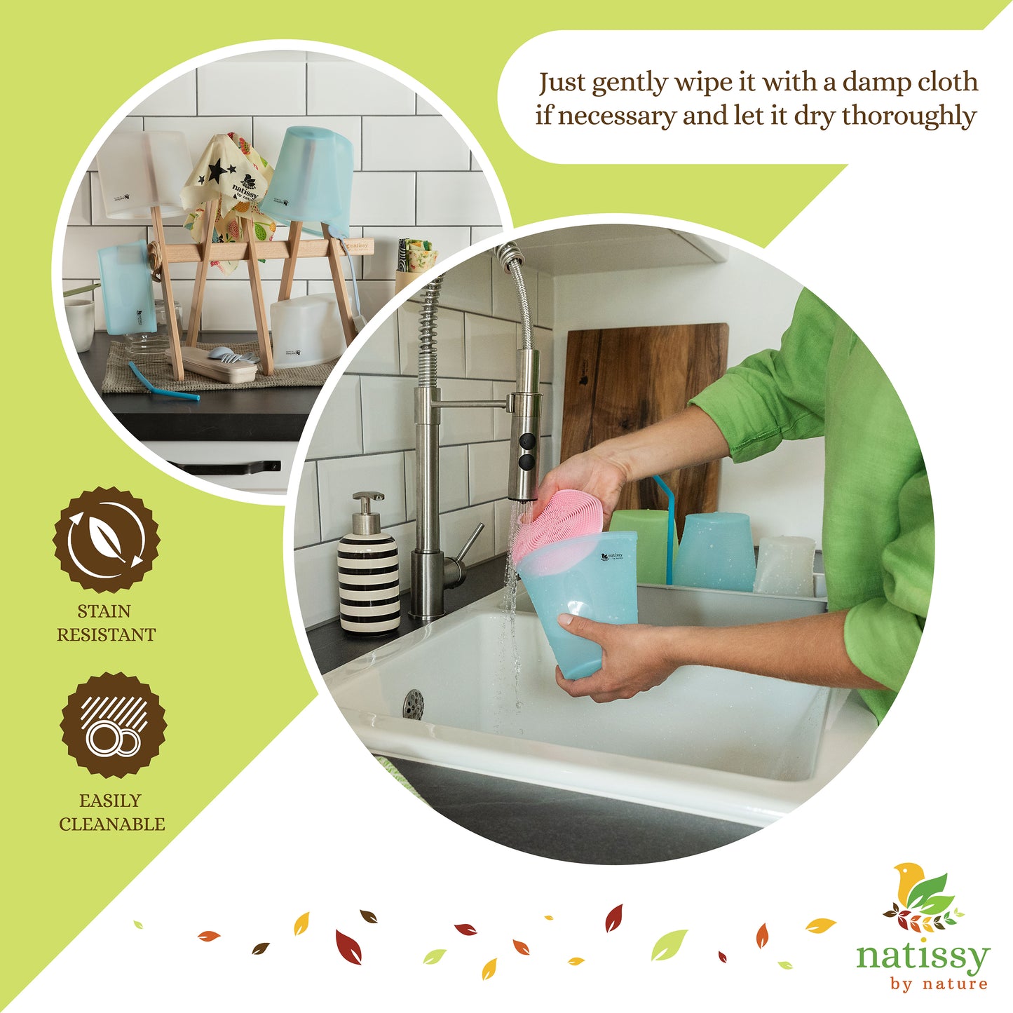 Beech Wood Drying Rack for Reusable Beeswax Food Wraps, Reusable Silicone Food Storage Bags, Washable Unpaper Kitchen Towels