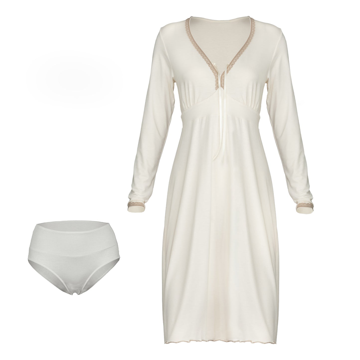 Bamboo Nightdress; Long-Sleeved Sleepwear for Women; Ladies’ Nightwear; MADE IN EU; BONUS Bamboo Brazilian Underwear & BONUS Bamboo Night Sleeping Mask filled with organic buckwheat husk and lavender