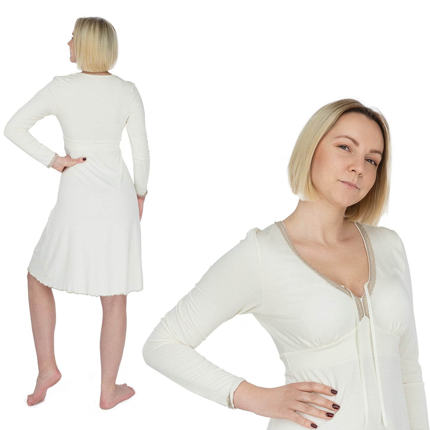 Bamboo Nightdress; Long-Sleeved Sleepwear for Women; Ladies’ Nightwear; MADE IN EU; BONUS Bamboo Brazilian Underwear & BONUS Bamboo Night Sleeping Mask filled with organic buckwheat husk and lavender