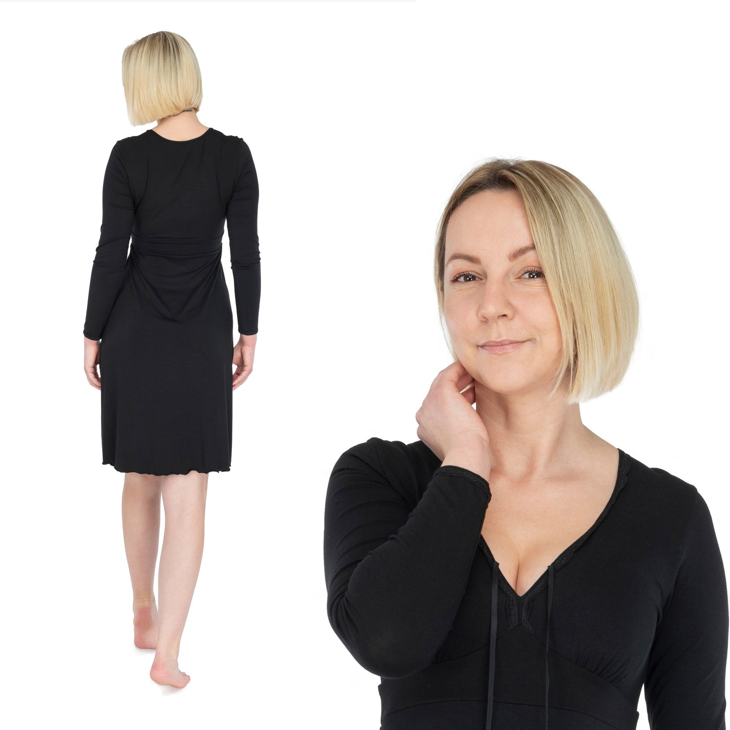 Bamboo Nightdress; Long-Sleeved Sleepwear for Women; Ladies’ Nightwear; MADE IN EU; BONUS Bamboo Brazilian Underwear & BONUS Bamboo Night Sleeping Mask filled with organic buckwheat husk and lavender