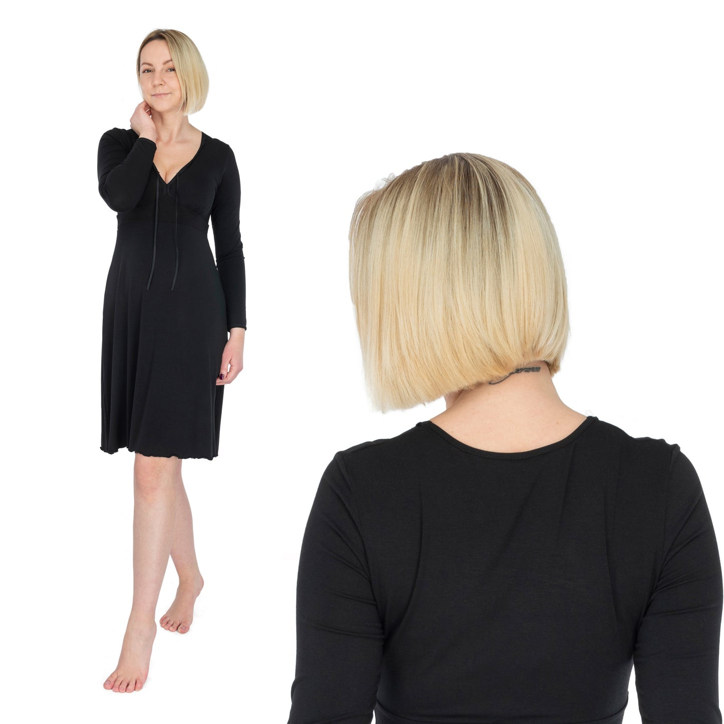 Bamboo Nightdress; Long-Sleeved Sleepwear for Women; Ladies’ Nightwear; MADE IN EU; BONUS Bamboo Brazilian Underwear & BONUS Bamboo Night Sleeping Mask filled with organic buckwheat husk and lavender