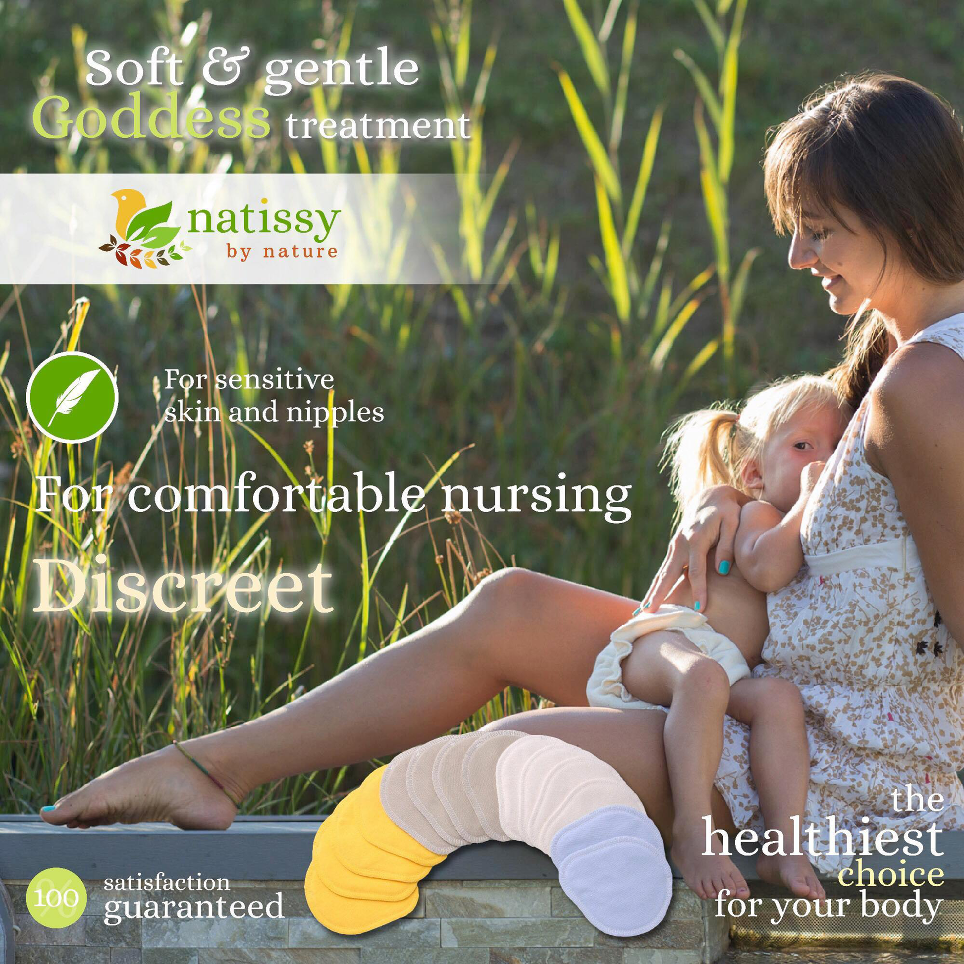 Washable Organic Cotton Nursing Breast Pads, 14-Pack of Soft Reusable Breastfeeding Pads; Eco Friendly Leak Proof Nipple Cloth for Mothers with Sensitive Skin; Laundry & Storage bags; Baby Shower Gift