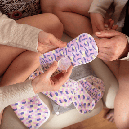 Non-Slip Organic Reusable Period Pads for Heavy Flow & Incontinence (L+XL, 6-Pack) - Springtime
