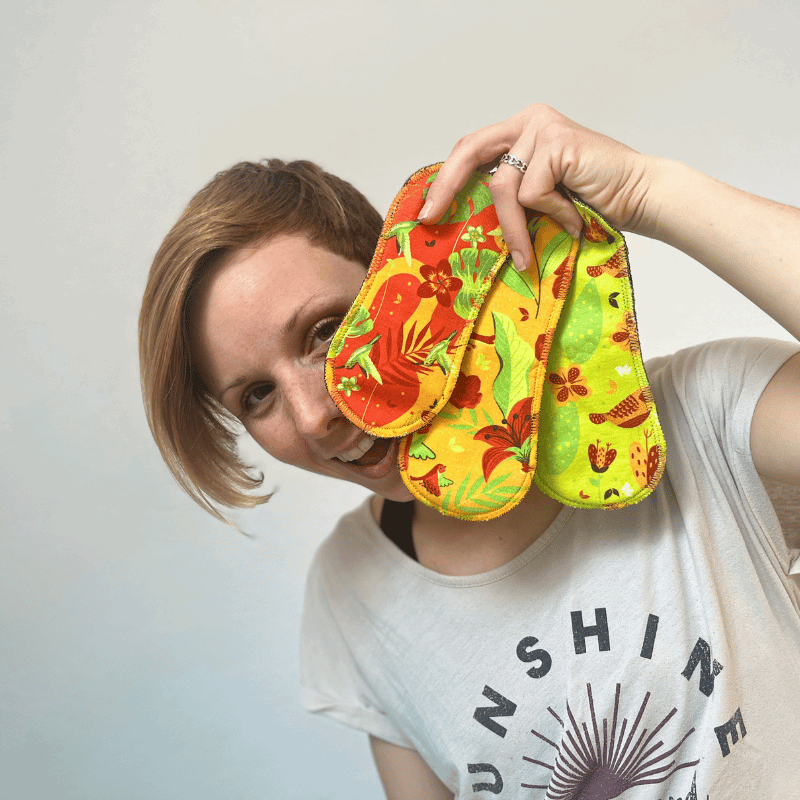 Non-Slip Premium Reusable Period Pads for Heavy Flow & Incontinence (L+XL, 6-Pack) - Natissy Birds