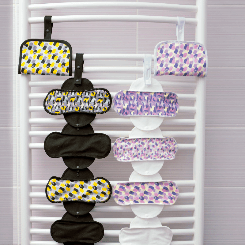 Non-Slip Premium Reusable Period Pads for Light Flow (S+M, 6-Pack) - Black Cat