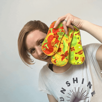 Non-Slip Premium Reusable Panty Liners for Women & Teens (S, 7-Pack) - Natissy Birds