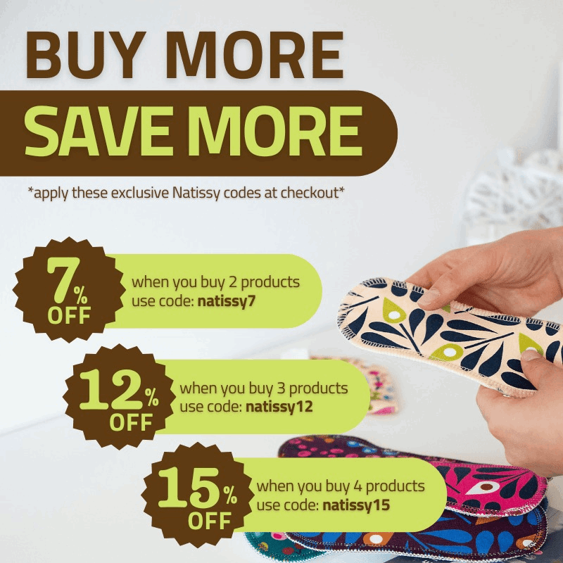 Wingless Reusable Panty Liners with Adhesive Sticker (MEDIUM, 7-Pack) - Bamboo