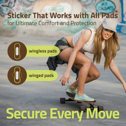 Adhesive Stickers for Wingless Reusable Period Pads & Panty Liners (100-Pack) – Dermatologically Tested Attachment Tape