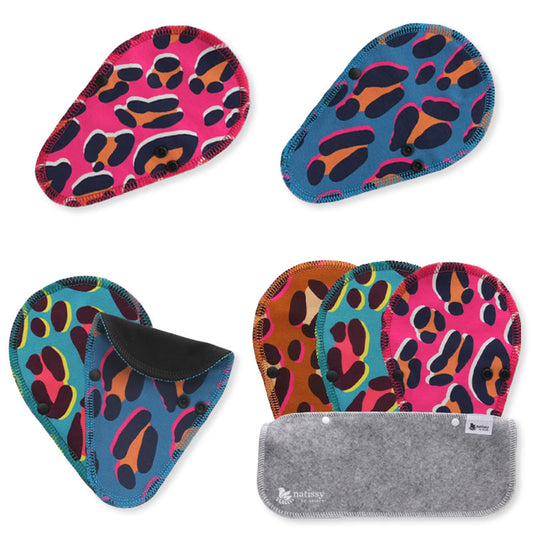 Reusable Panty liners, 7-Pack of Organic Cotton Reusable Sanitary Pantyliners with Wings; MADE IN EU; for Vaginal Discharge and Everyday Cleanliness; Non-irritating, Anti-allergic, Antibacterial; for Daily Usage and in case of White Discharge; Washable Cloth Pads w/o Chemicals; Reusable Liners