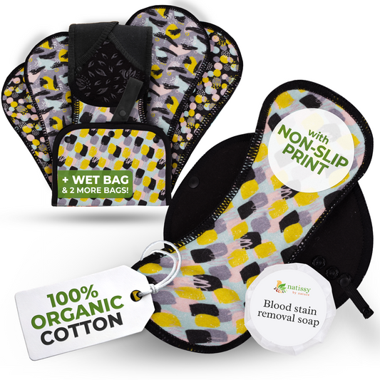 Non-Slip Organic Reusable Period Pads for Heavy Flow & Incontinence (L+XL, 6-Pack) - Instinct
