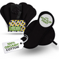 Non-Slip Organic Reusable Panty Liners for Women & Teens (Medium, 7-Pack) - Plain Black
