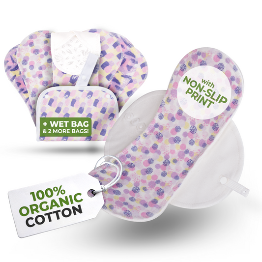 Non-Slip Organic Reusable Panty Liners for Women & Teens (Small, 7-Pack) - Springtime