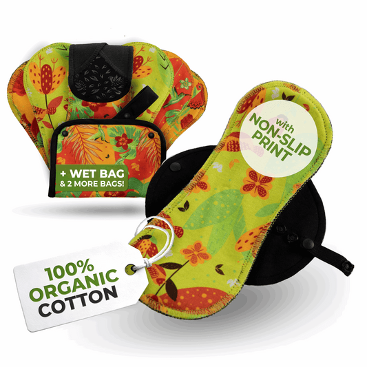 Non-Slip Premium Reusable Panty Liners for Women & Teens (S, 7-Pack) - Natissy Birds