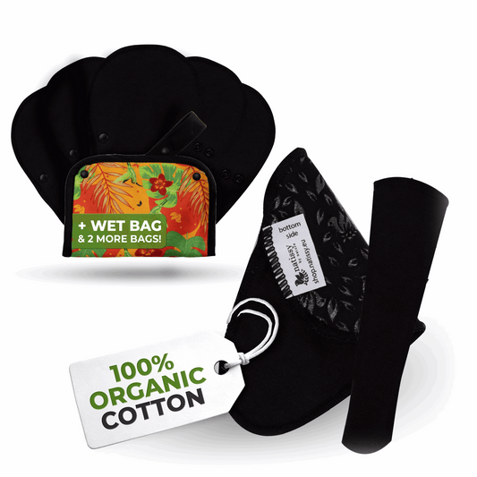 Non-Slip Premium Reusable Panty Liners for Women & Teens (Tanga S, 7-Pack) - Black Cat