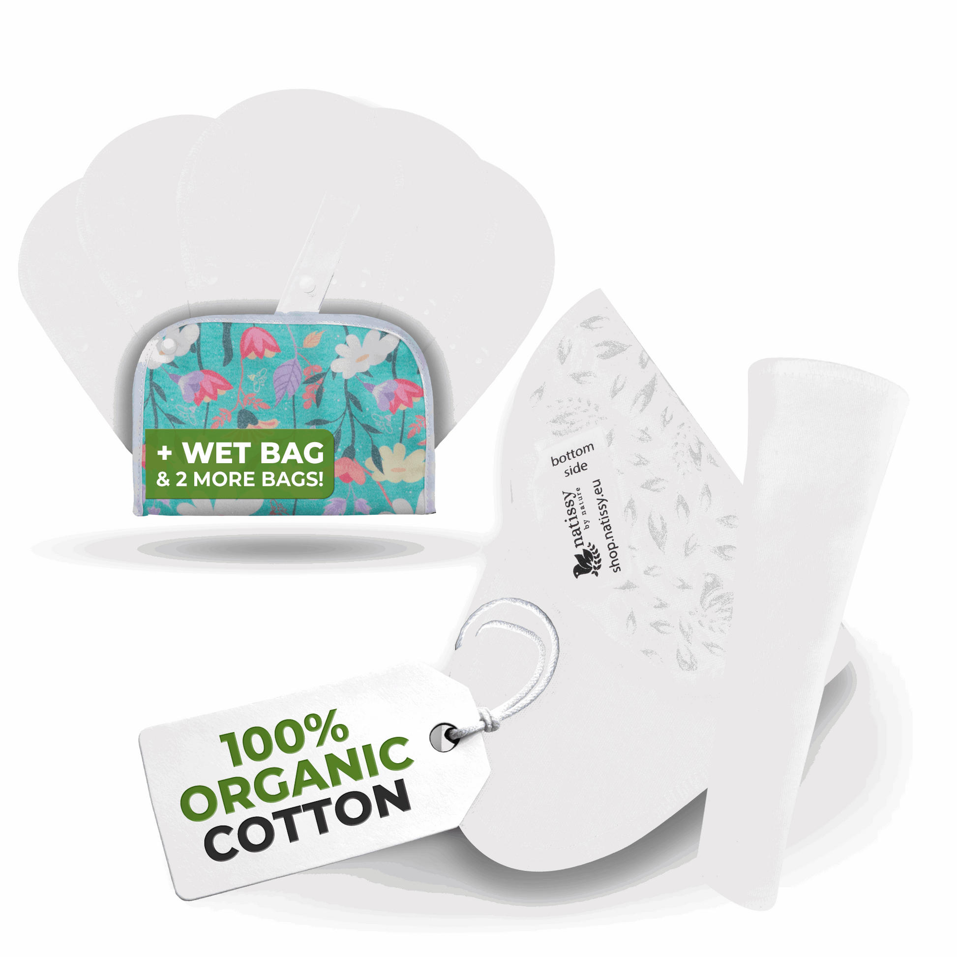 Non-Slip Premium Reusable Panty Liners for Women & Teens (Tanga S, 7-Pack) - White Lily