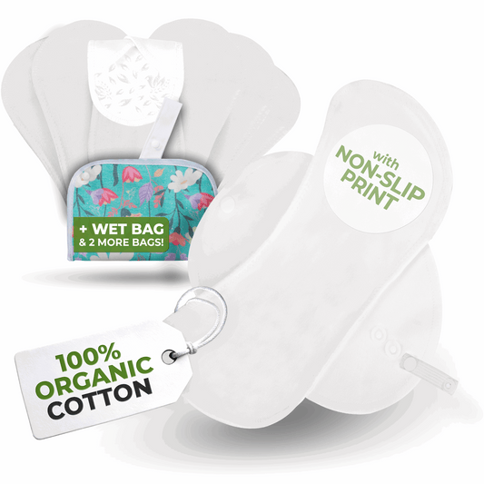 Non-Slip Premium Reusable Panty Liners for Women & Teens (M, 7-Pack) - White Lily