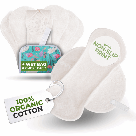 Non-Slip Premium Reusable Panty Liners for Women & Teens (M, 7-Pack) - Snow Queen