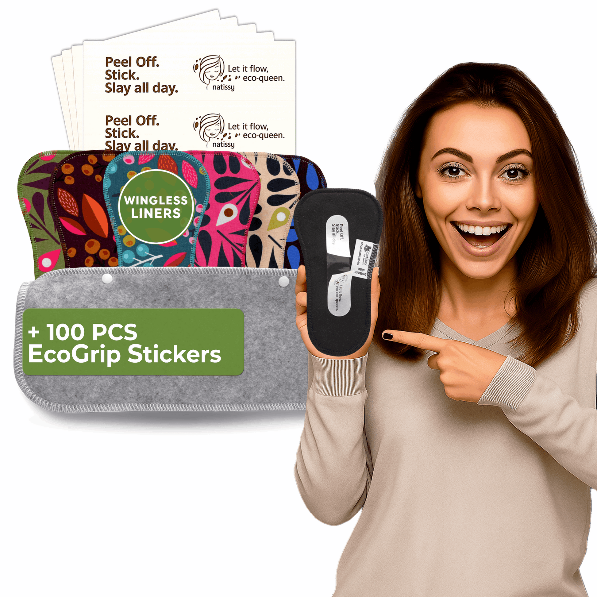 Wingless Camel Toe Panty Liners with Adhesive Sticker (Small, 7-Pack) - Peacock