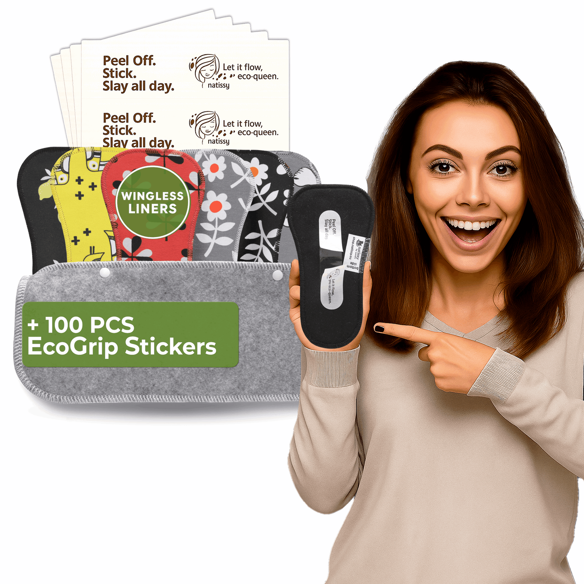 Wingless Camel Toe Panty Liners with Adhesive Sticker (Small, 7-Pack) - Lemon