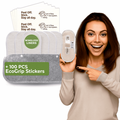 Wingless Reusable Panty Liners with Adhesive Sticker (SMALL, 7-Pack) - Bamboo