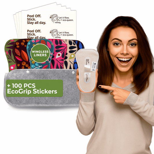 Wingless Camel Toe Panty Liners with Adhesive Sticker (Small, 7-Pack) - Grapes