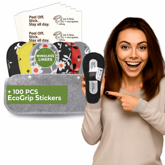 Wingless Reusable Panty Liners with Adhesive Sticker (TANGA, 7-Pack) - Lemon