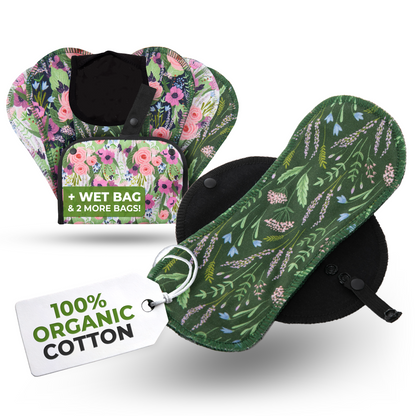 Organic Cotton EcoComfort Reusable Panty Liners for Women & Teens (Small, 7-Pack) -  Botanical