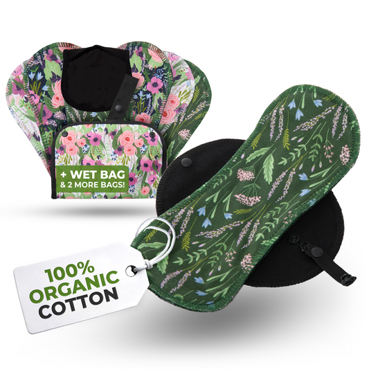 Organic Cotton EcoComfort Reusable Panty Liners for Women & Teens (Small, 7-Pack) -  Botanical