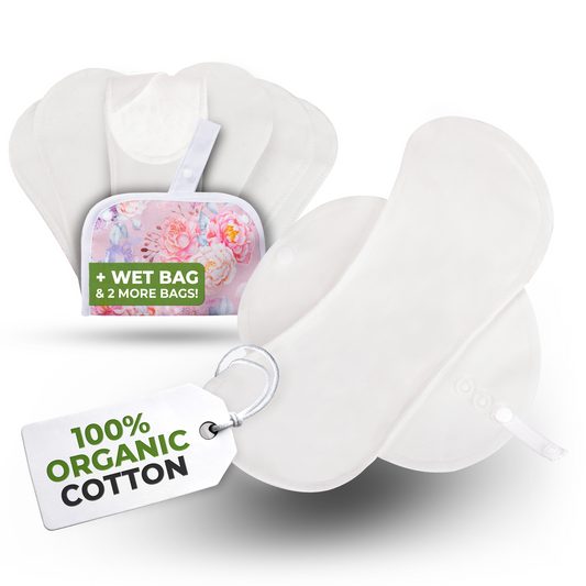 Organic Cotton EcoComfort Reusable Panty Liners for Women & Teens (Small, 7-Pack) -  Plain White