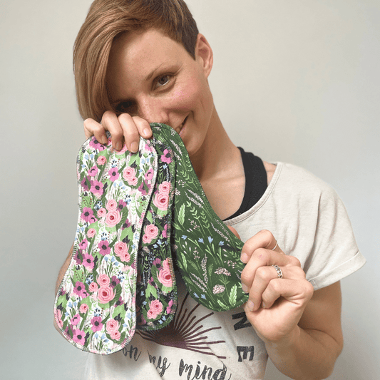 Organic Cotton EcoComfort Reusable Period Pads for Heavy Flow & Incontinence (L+XL, 6-Pack) - Botanical