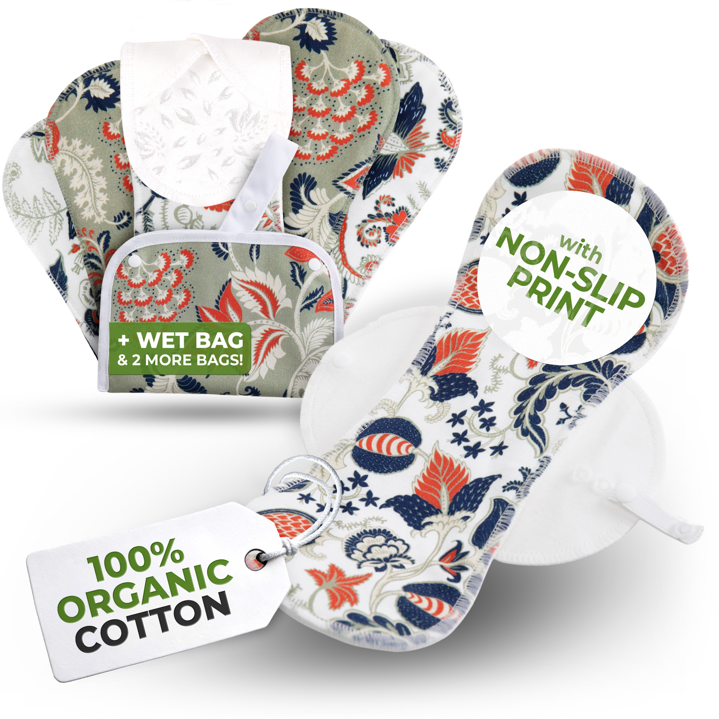 Non-Slip Reusable Incontinence Pads for Bladder Control (L+XL: 6-Pack) - Classic