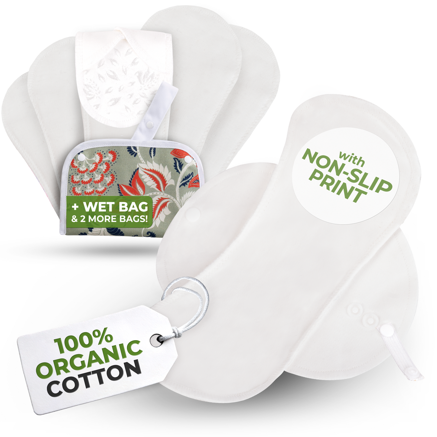 Non-Slip Reusable Incontinence Pads for Bladder Control (L+XL: 6-Pack) - Dancing Clouds