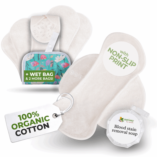 Non-Slip Premium Reusable Period Pads for Light Flow (S+M, 6-Pack) - Snow Queen