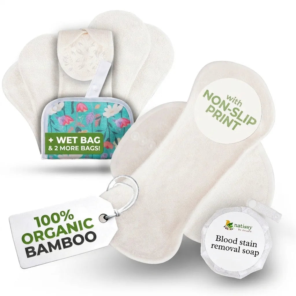 Non-Slip Premium Reusable Period Pads for Light Flow (S+M, 6-Pack) - Snow Queen