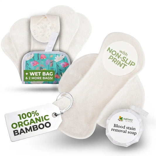Non-Slip Premium Reusable Period Pads for Heavy Flow & Incontinence (L+XL, 6-Pack) - Snow Queen